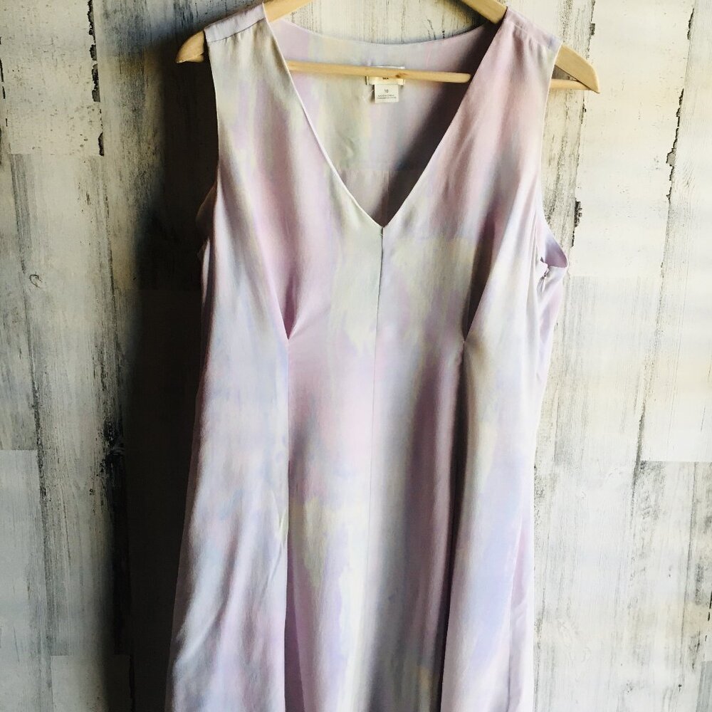 NWOT Club Monaco 100% Silk Dress Lilac Abstract Pattern Sleeveless 10 M